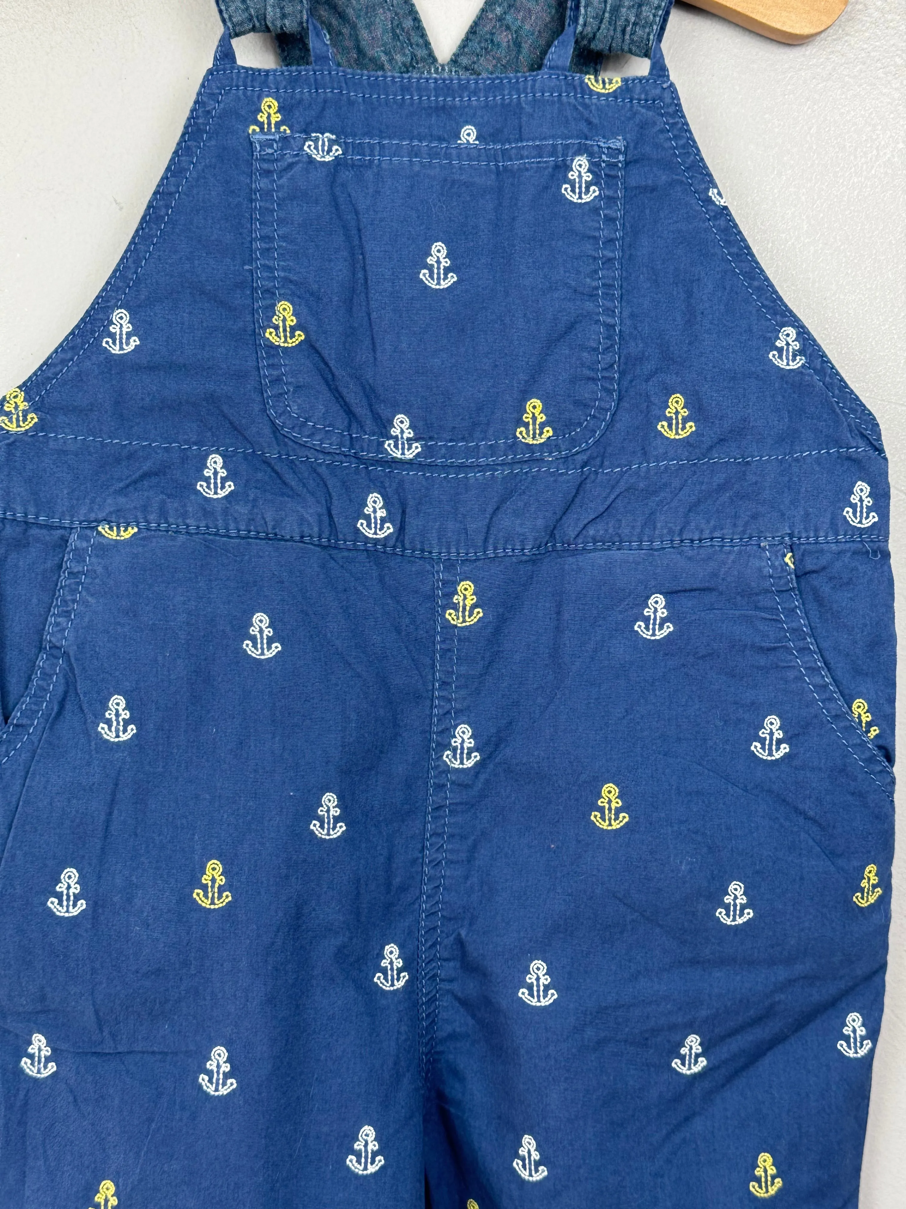 Frugi reversible anchor dungarees 3-6m
