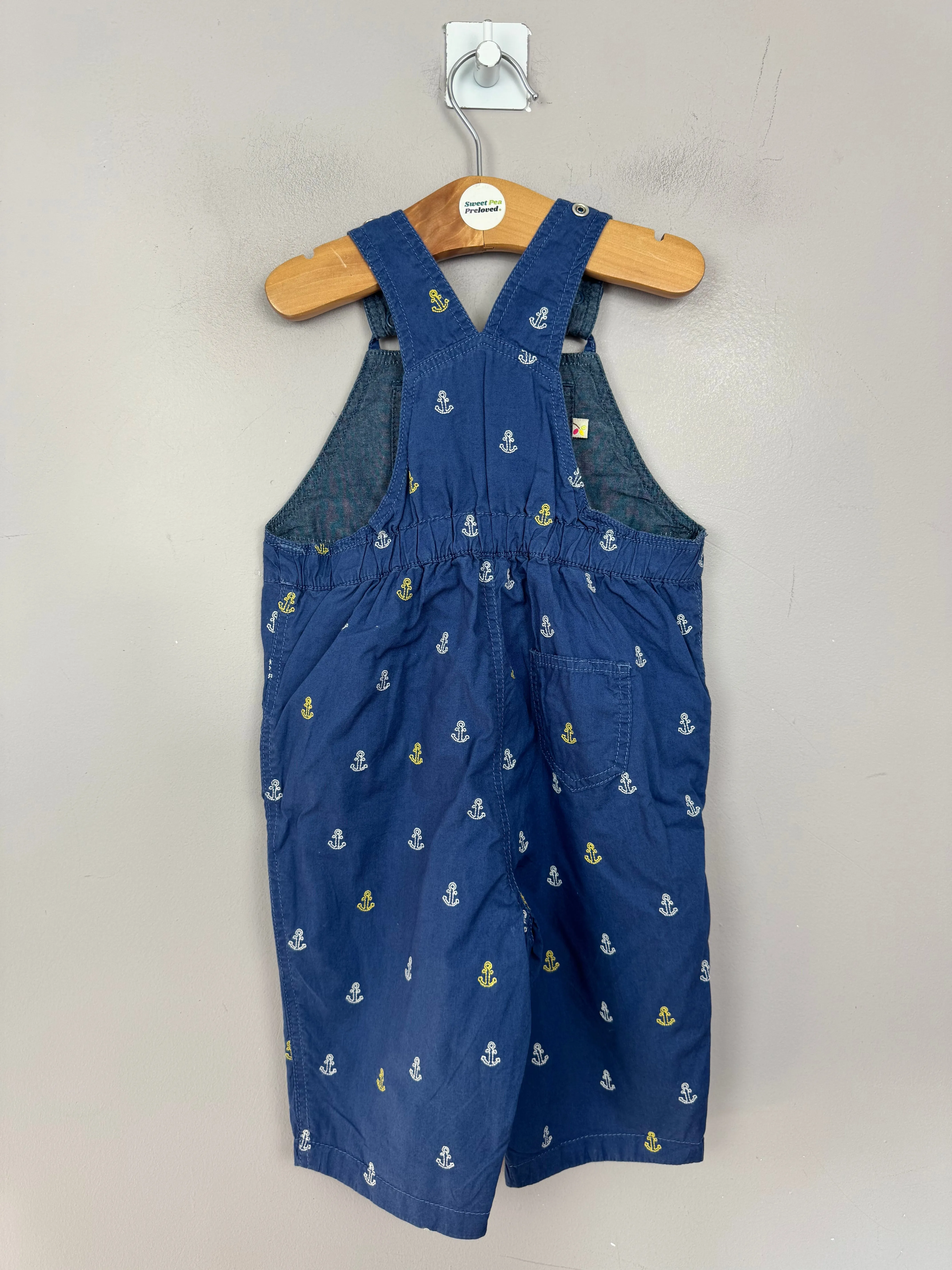 Frugi reversible anchor dungarees 3-6m
