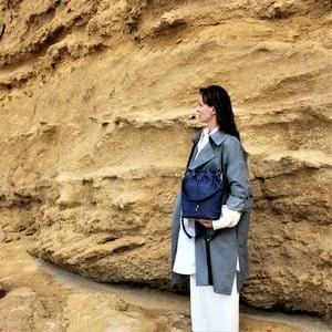 Gamma Handcrafted Cork Vegan Bucket Backpack | Navy