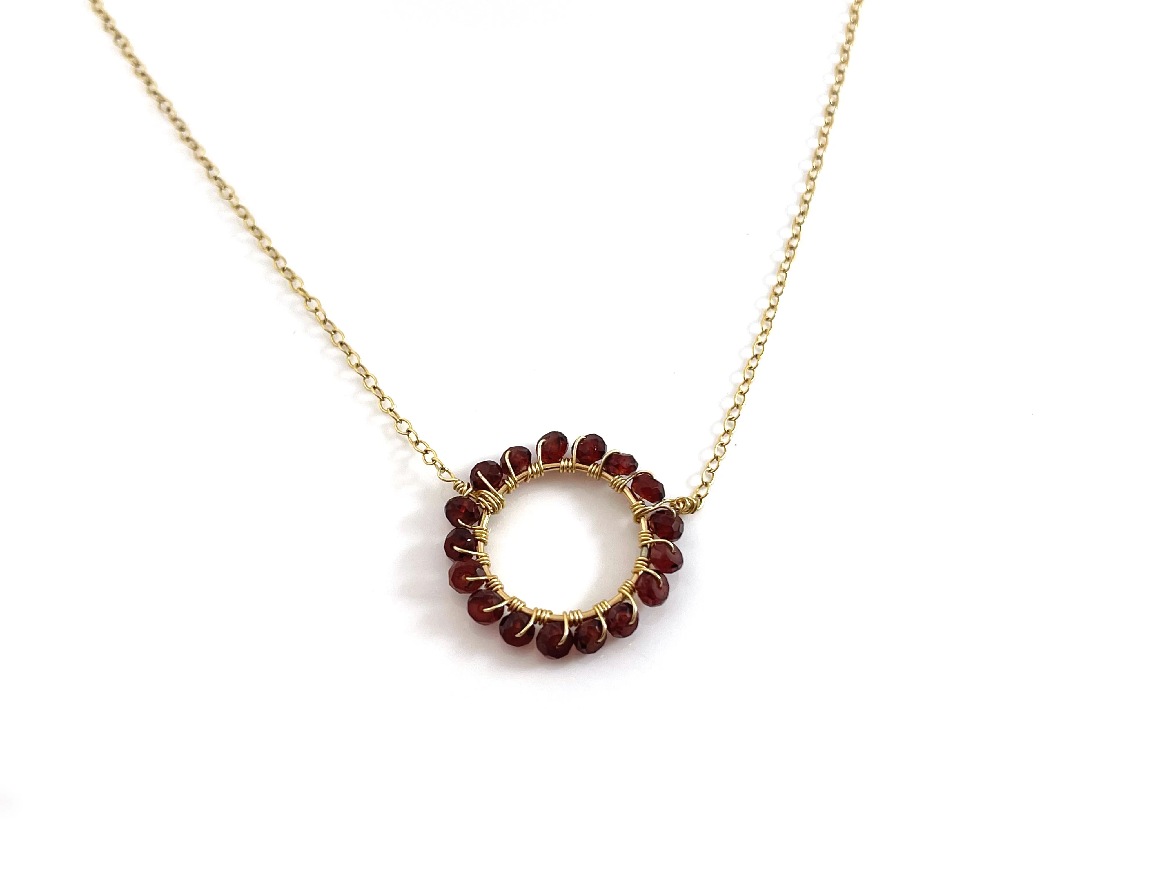 Garnet Halo Necklace