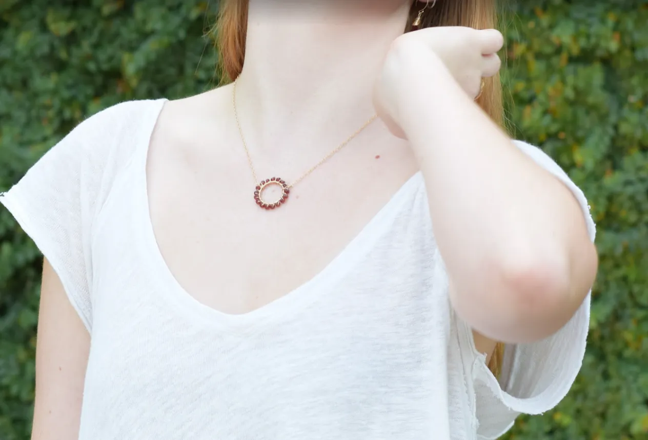 Garnet Halo Necklace