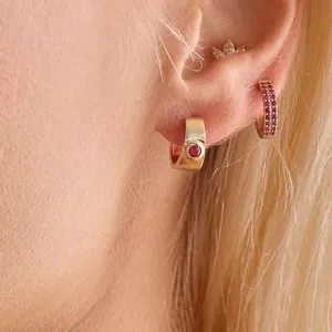 Gemstone Bezel Thick Huggies