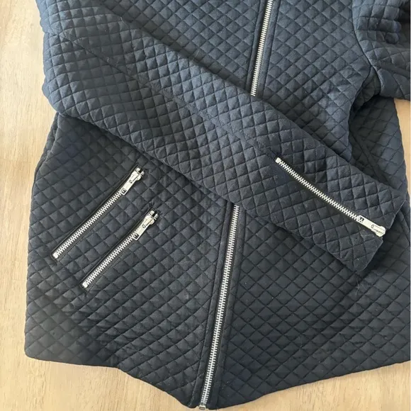 Generation Love quilted moto jacket with off center zip.