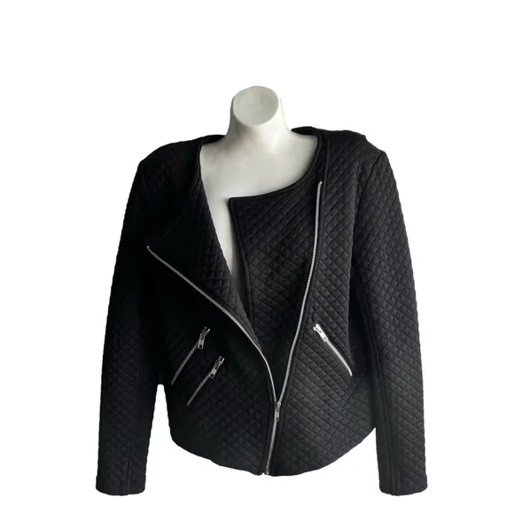 Generation Love quilted moto jacket with off center zip.