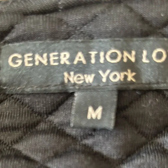 Generation Love quilted moto jacket with off center zip.