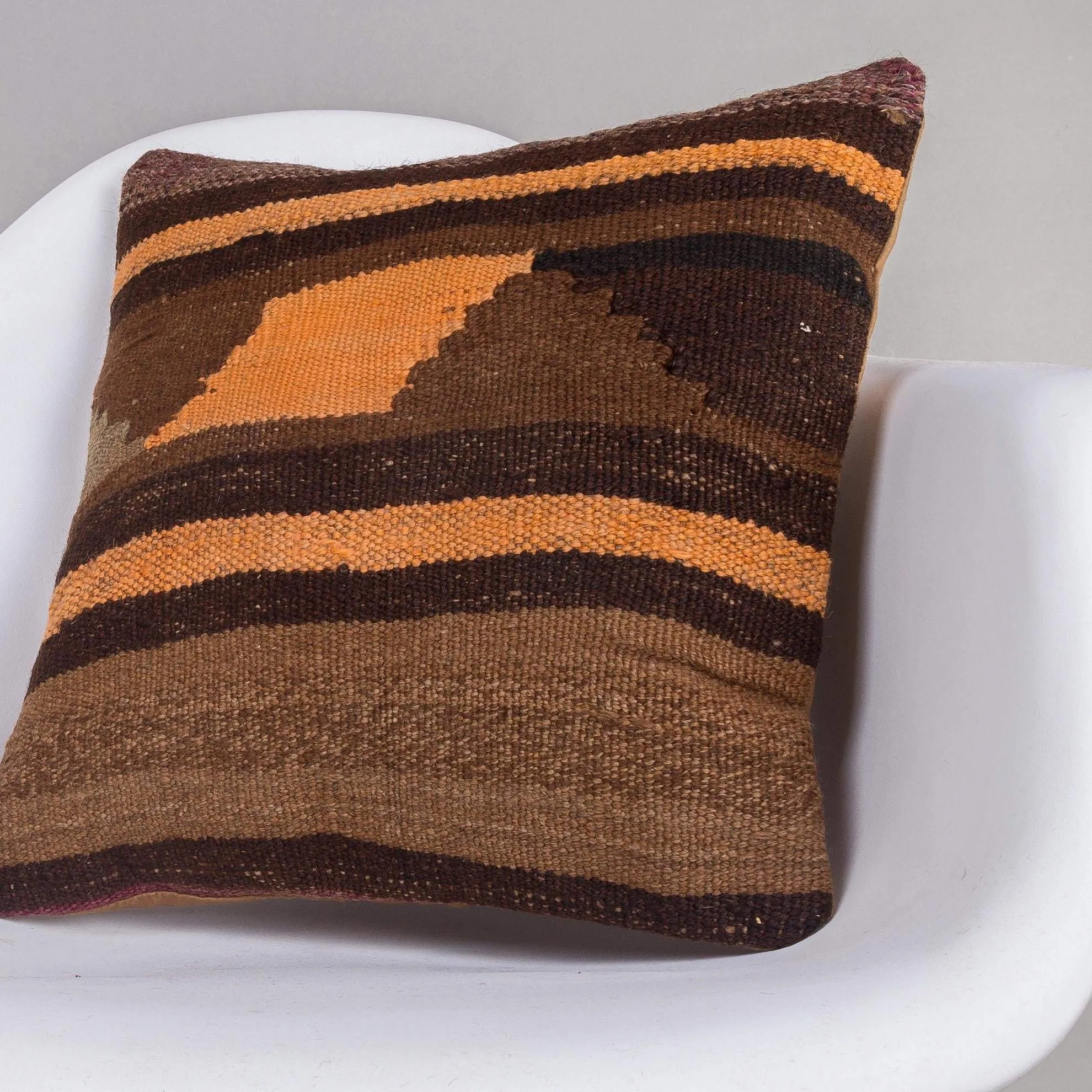 Geometric Brown Kilim Pillow Cover 16x16 4671