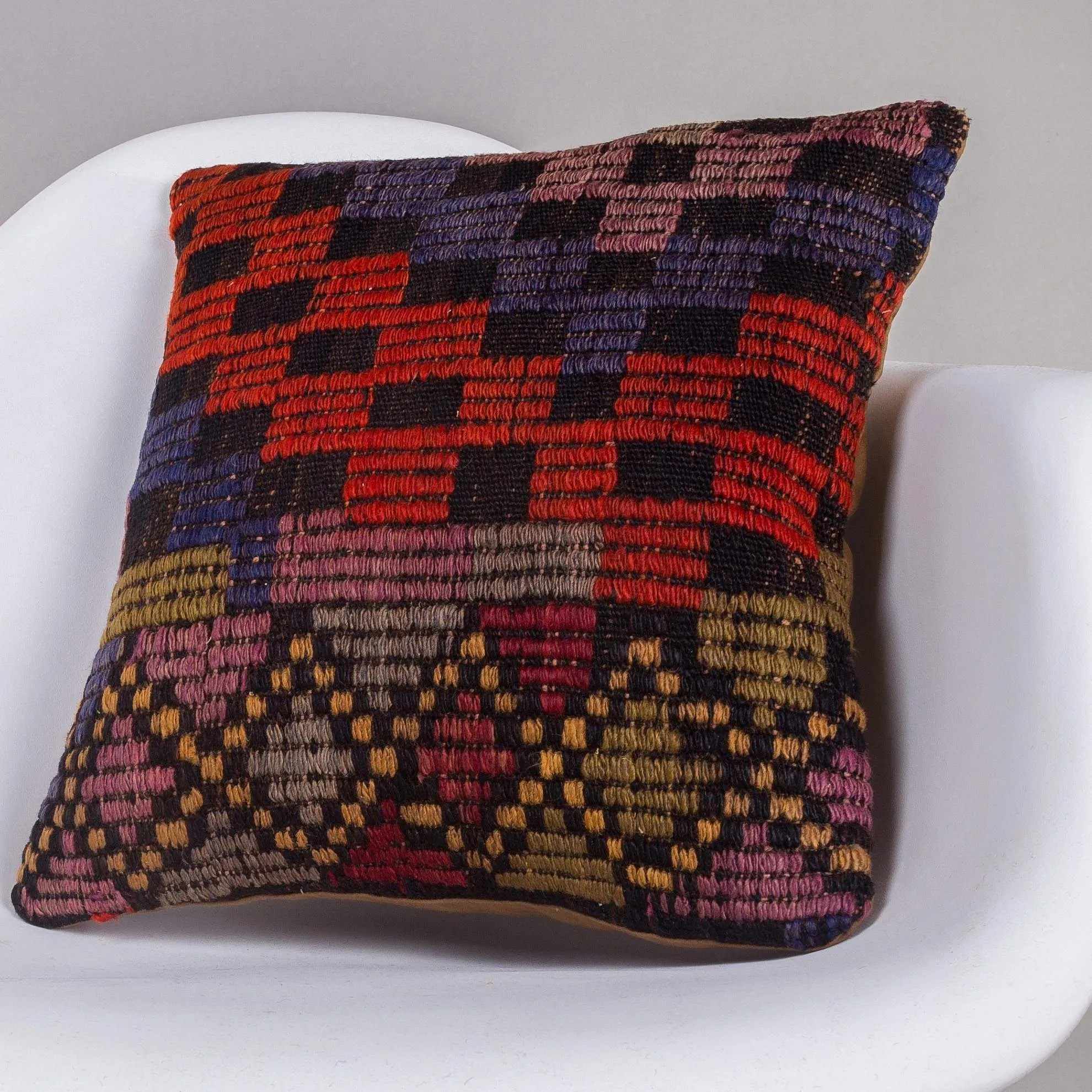 Geometric Multi Color Kilim Pillow Cover 16x16 4632