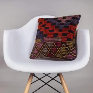 Geometric Multi Color Kilim Pillow Cover 16x16 4632