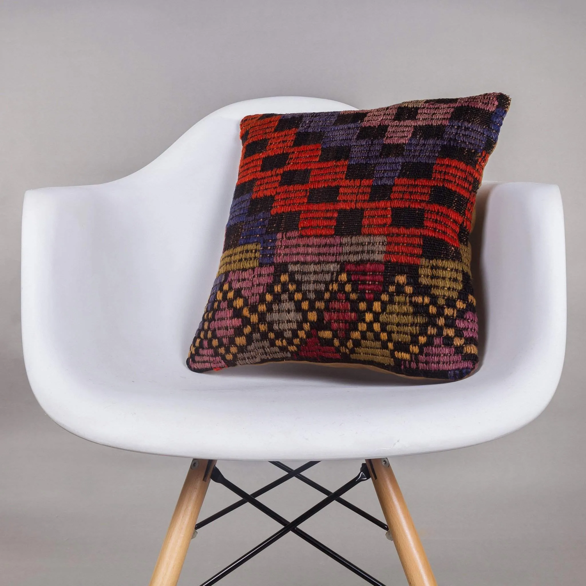 Geometric Multi Color Kilim Pillow Cover 16x16 4632