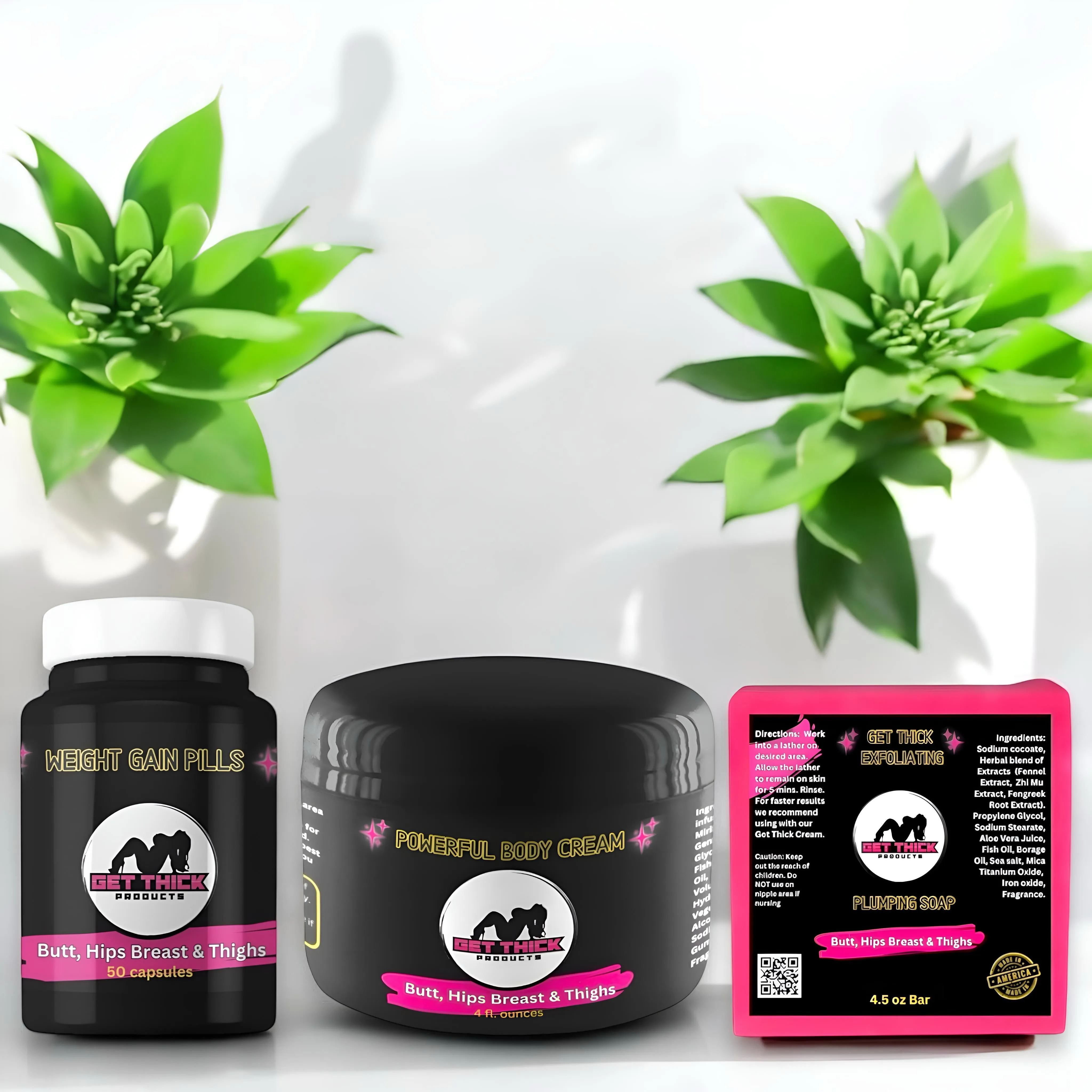Get Thick Quick Cream, Soap & Pills – Natural Curve Enhancement for Bust, Butt, Hips & Thighs