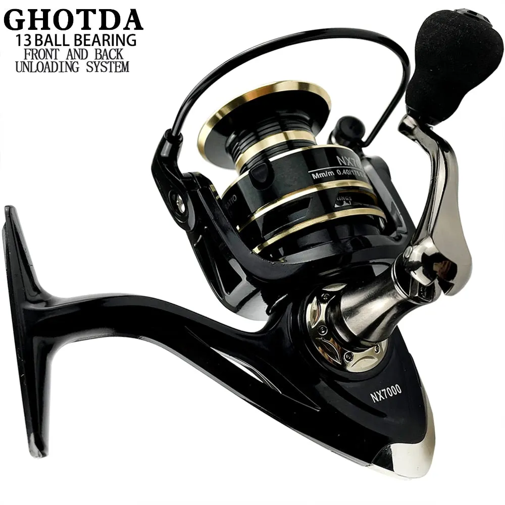 GHOTDA Fishing Reel Spinning Metal Spool Stainless Steel Ball Bearing Metal Handle Saltwater & Fresh