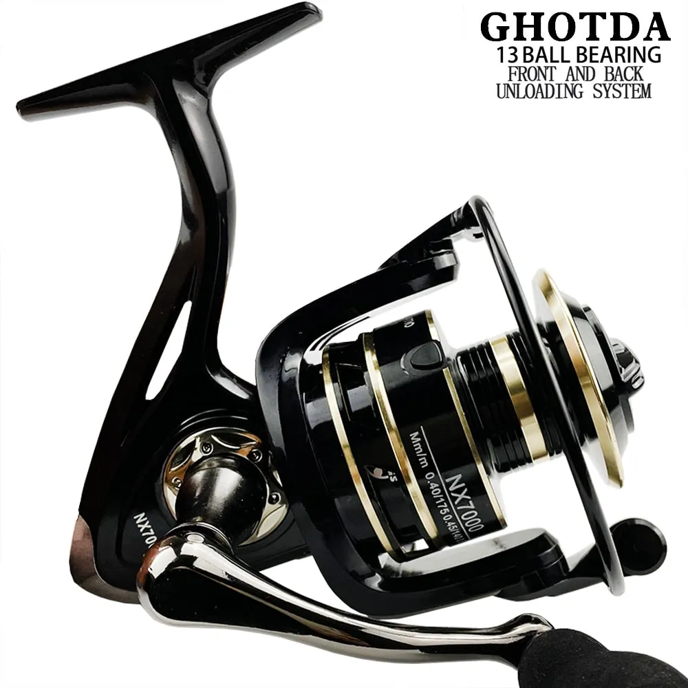 GHOTDA Fishing Reel Spinning Metal Spool Stainless Steel Ball Bearing Metal Handle Saltwater & Fresh