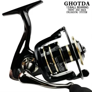 GHOTDA Fishing Reel Spinning Metal Spool Stainless Steel Ball Bearing Metal Handle Saltwater & Fresh