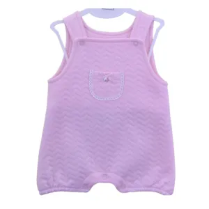Girls Pink Quilted Dungarees