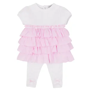 Girls tunic and legging with woven frill body