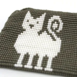 Glass Bead Coin Purse - CAT WHITE