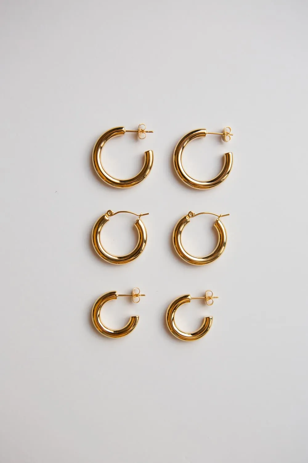 Gold Medium Thick Hoop Earrings