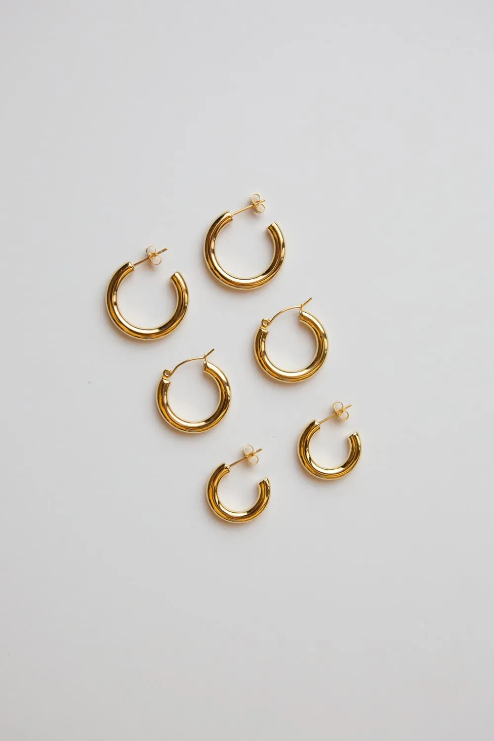 Gold Medium Thick Hoop Earrings
