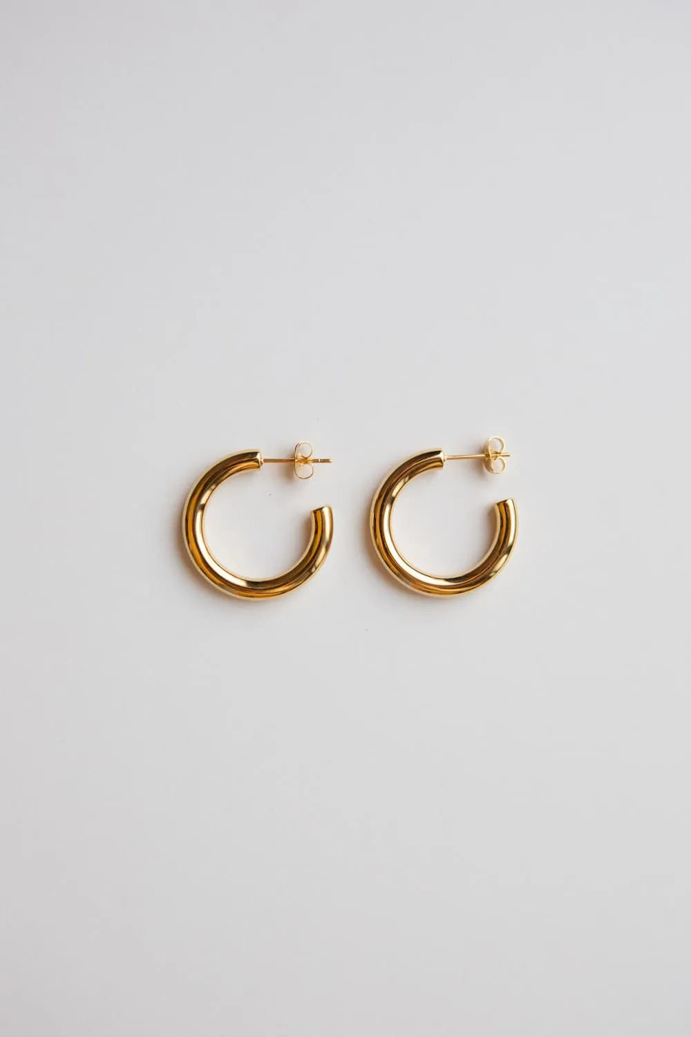 Gold Medium Thick Hoop Earrings
