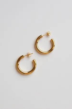 Gold Medium Thick Hoop Earrings