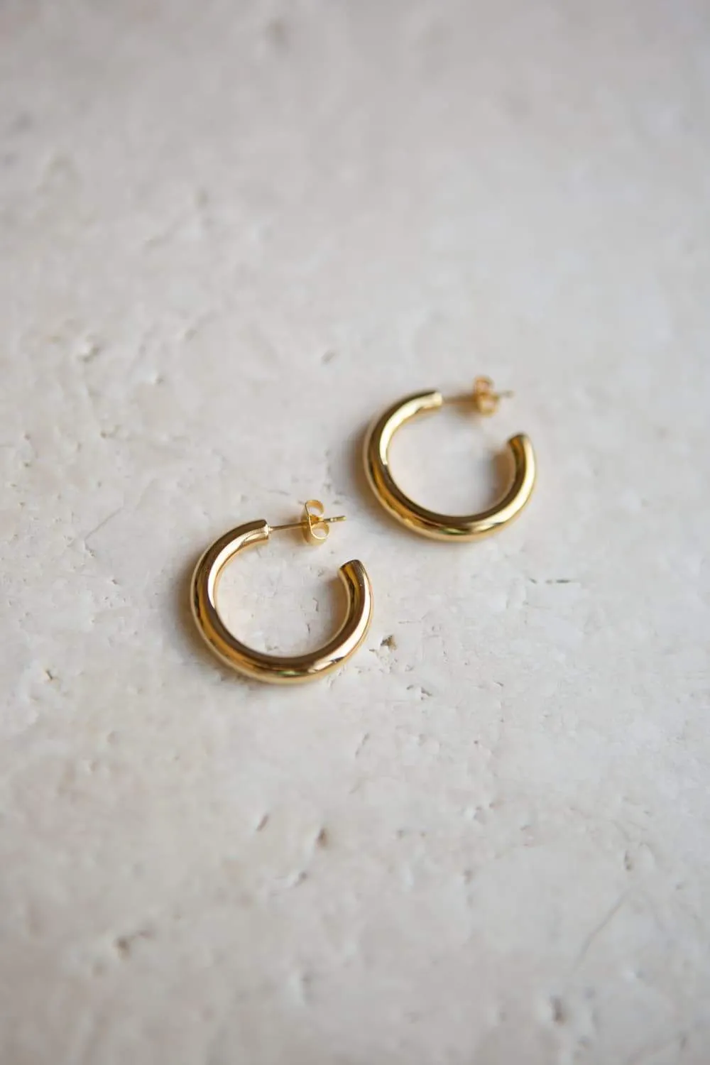 Gold Medium Thick Hoop Earrings