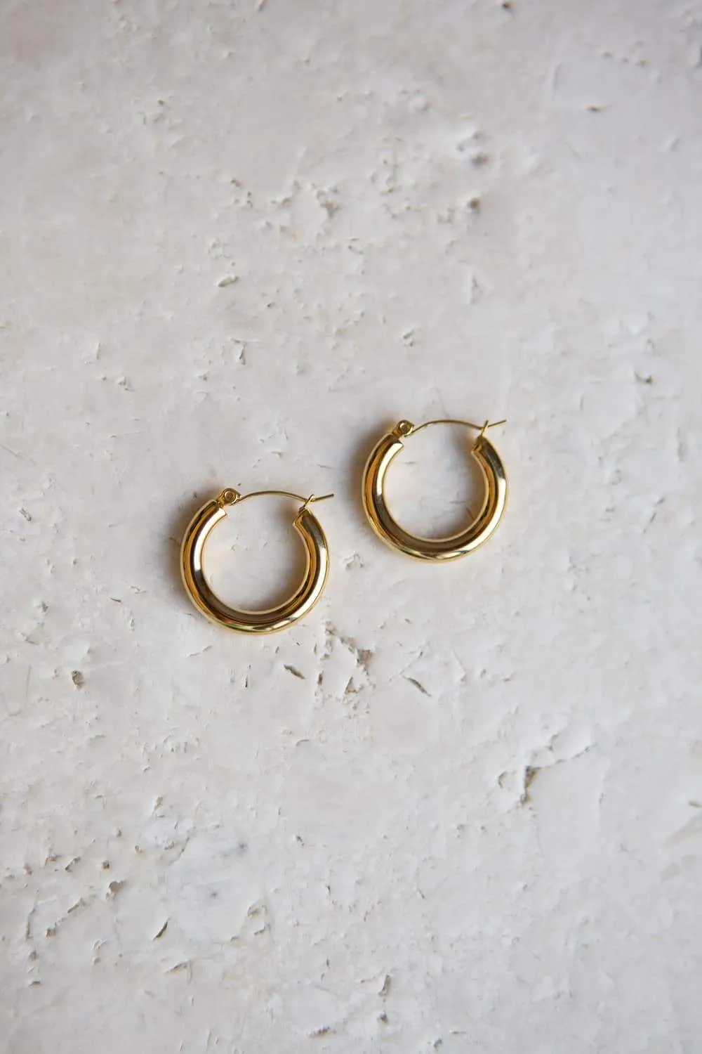 Gold Small Thick Hoop Earrings