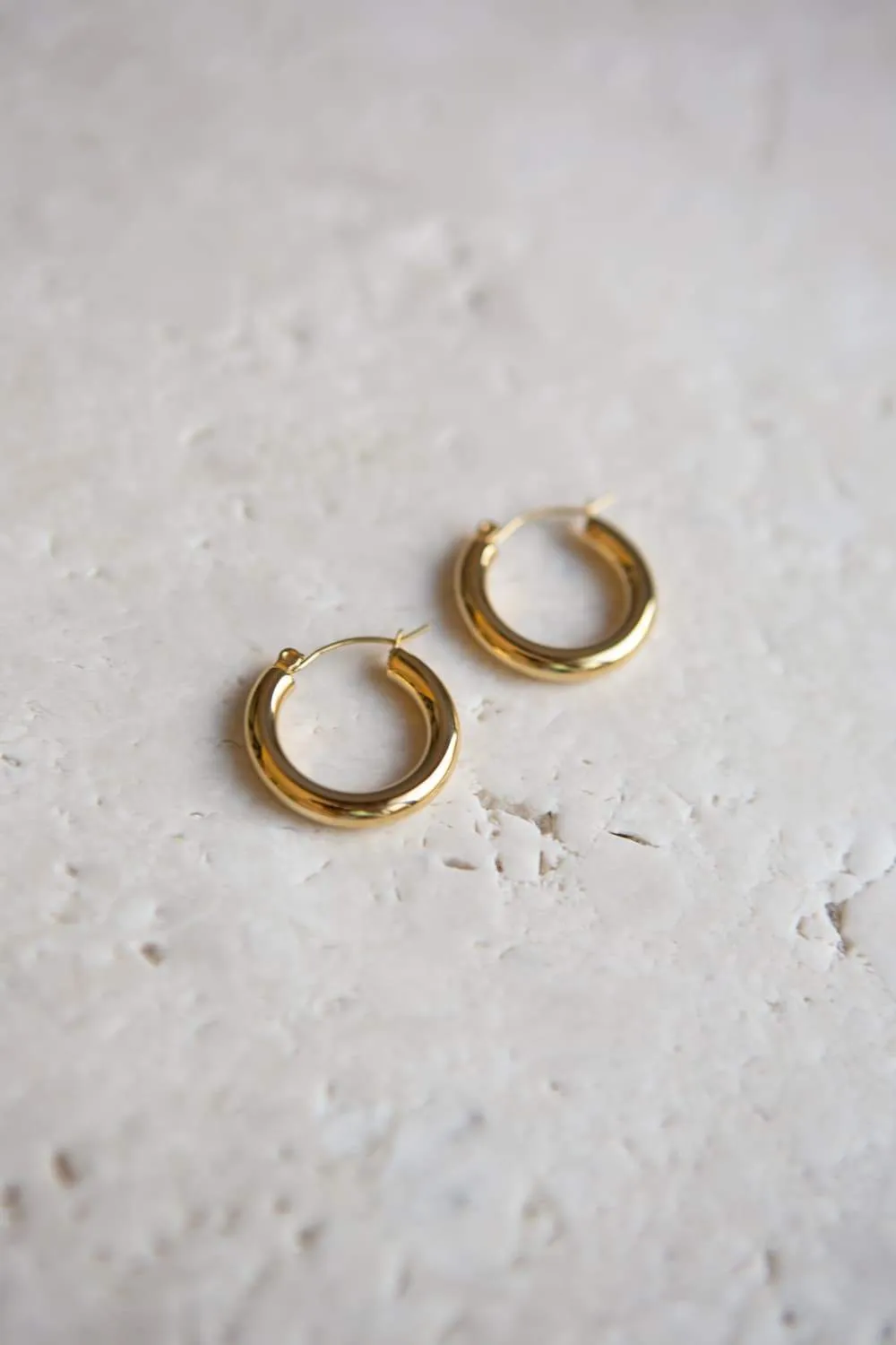 Gold Small Thick Hoop Earrings