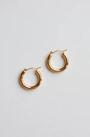 Gold Small Thick Hoop Earrings