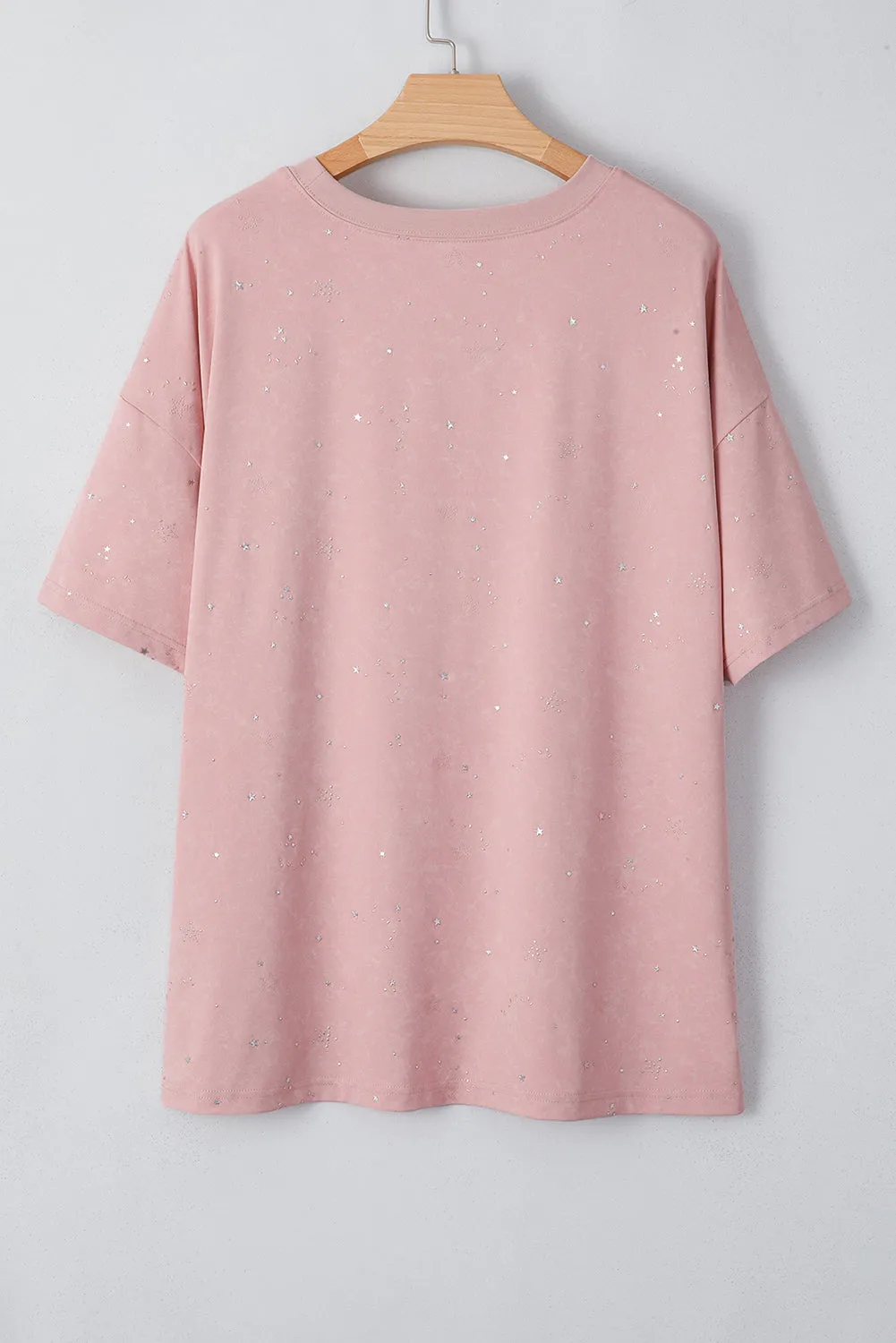 Gossamer Pink Shimmery Stars Oversized T Shirt