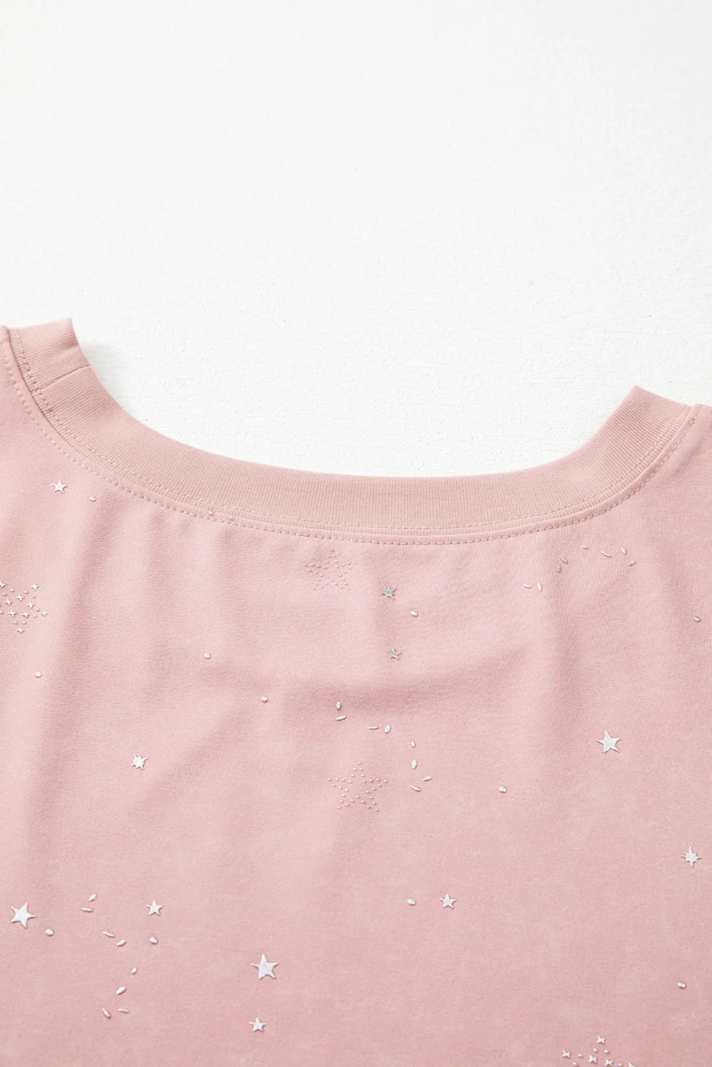 Gossamer Pink Shimmery Stars Oversized T Shirt