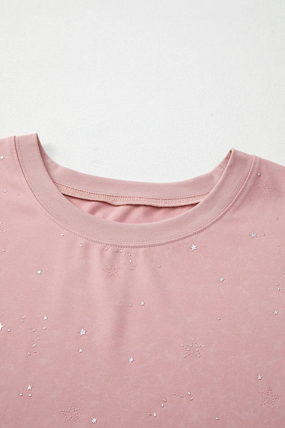 Gossamer Pink Shimmery Stars Oversized T Shirt