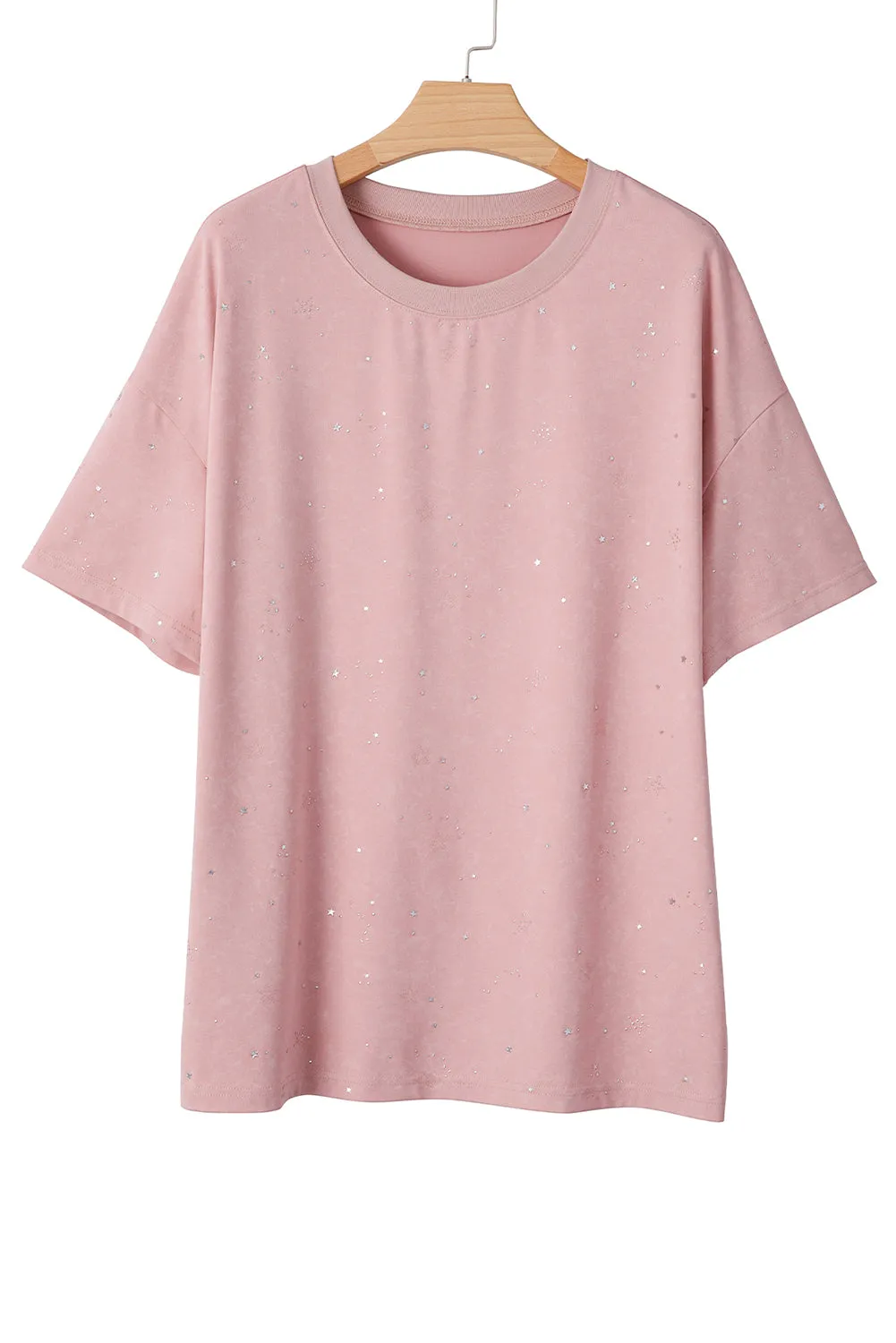 Gossamer Pink Shimmery Stars Oversized T Shirt