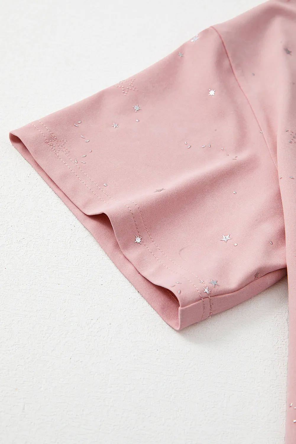 Gossamer Pink Shimmery Stars Oversized T Shirt