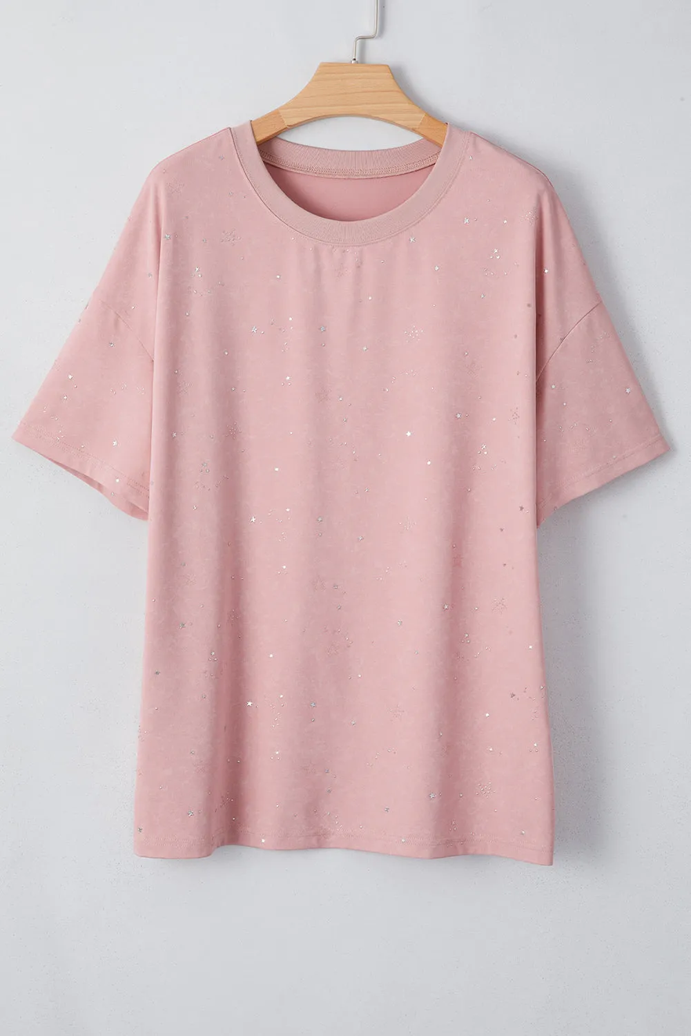 Gossamer Pink Shimmery Stars Oversized T Shirt