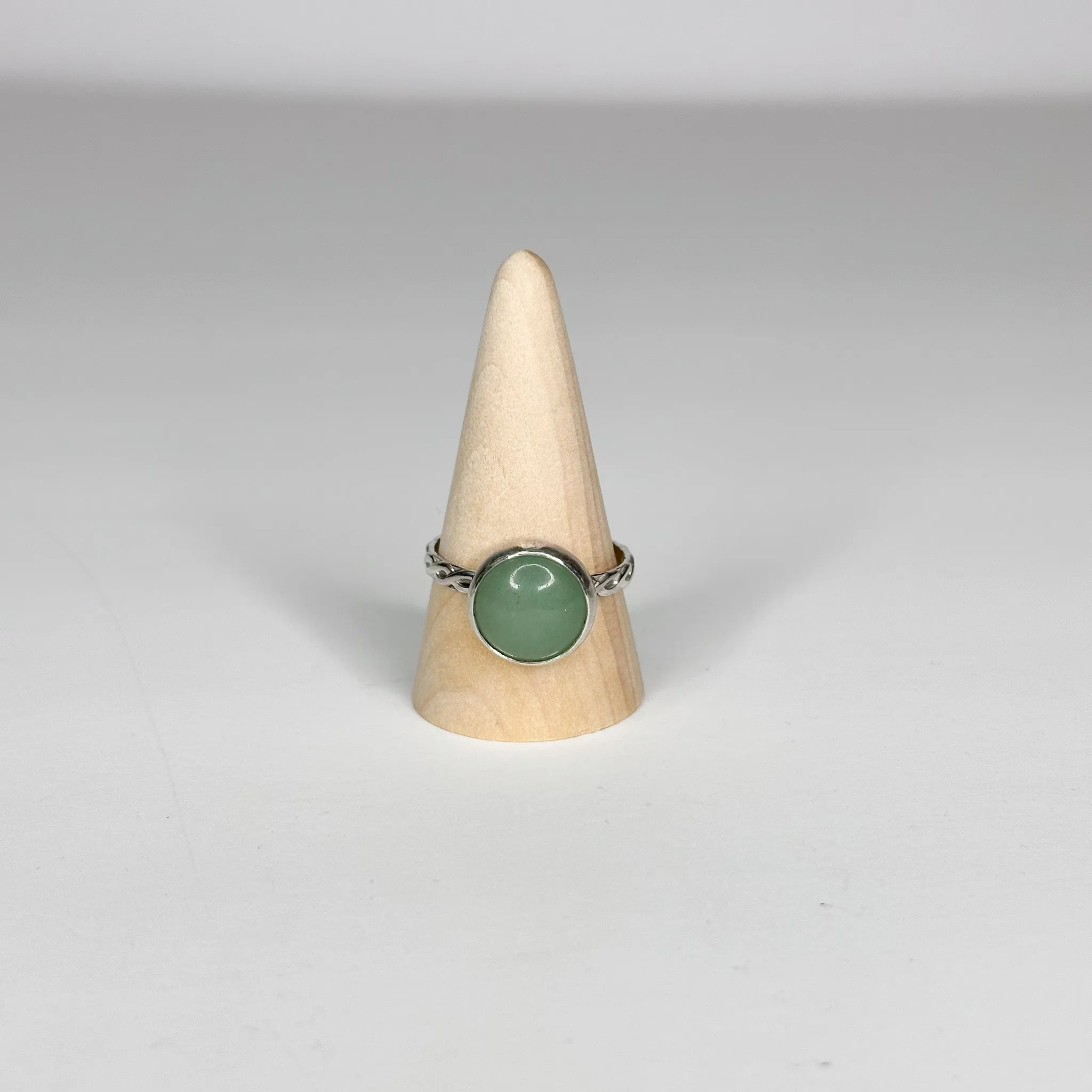 Green Aventurine Textured Weave Ring | Size 13