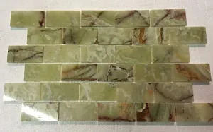 Green Onyx 2x4 Polished Mosaic Tiles on the Mesh Sheet