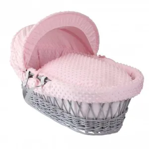 Grey wicker basket Pink Dimples (online only)