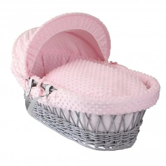 Grey wicker basket Pink Dimples (online only)
