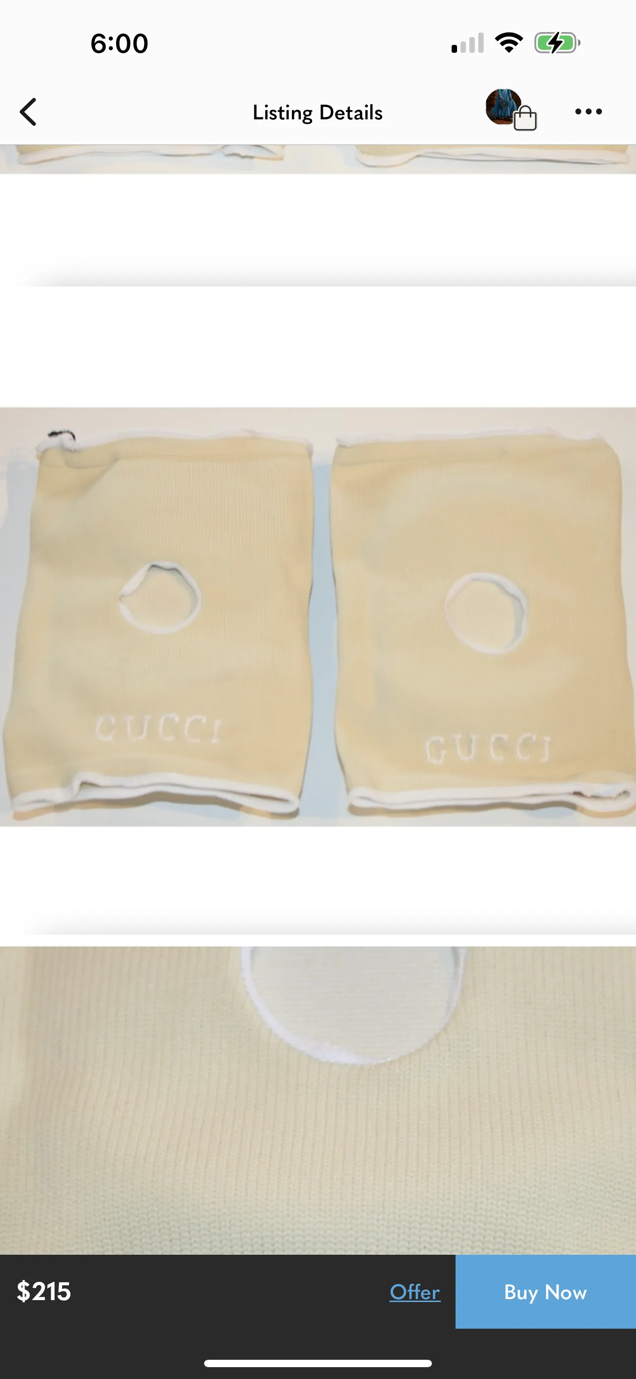 Gucci Ivory GG Logo Knee Pads