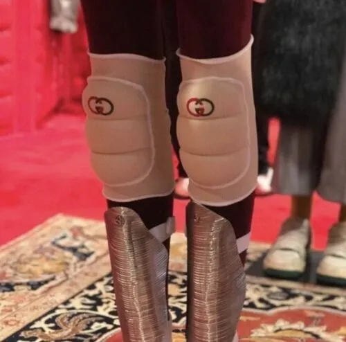 Gucci Ivory GG Logo Knee Pads