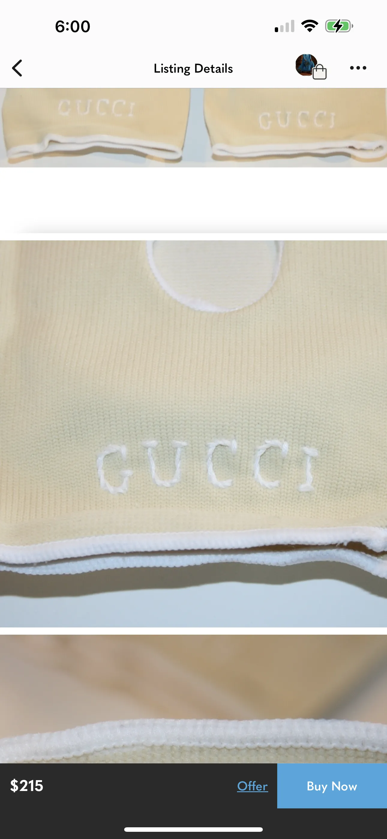 Gucci Ivory GG Logo Knee Pads