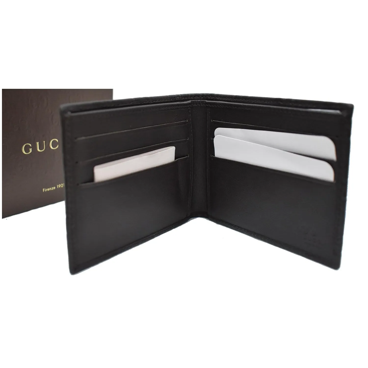 GUCCI Microguccissima Bifold Leather Wallet Black 260987