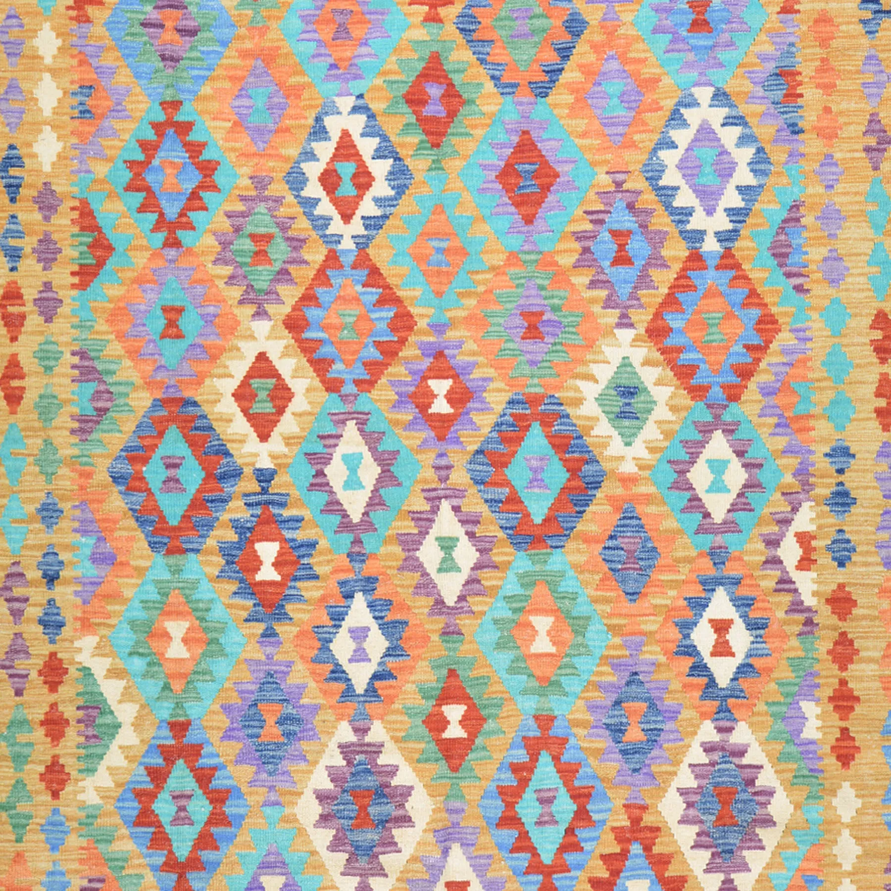Hand-Woven Afghan Momana Reversible Kilim 100% Wool Rug (Size 6.9 X 9.6) Cwral-9522