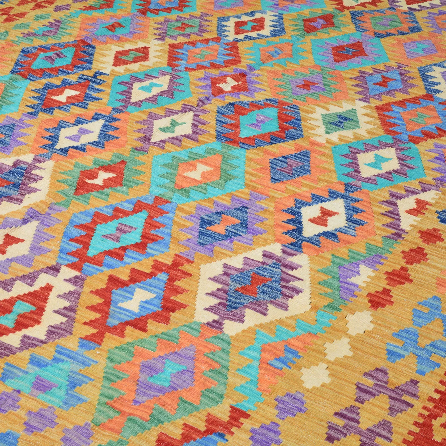 Hand-Woven Afghan Momana Reversible Kilim 100% Wool Rug (Size 6.9 X 9.6) Cwral-9522