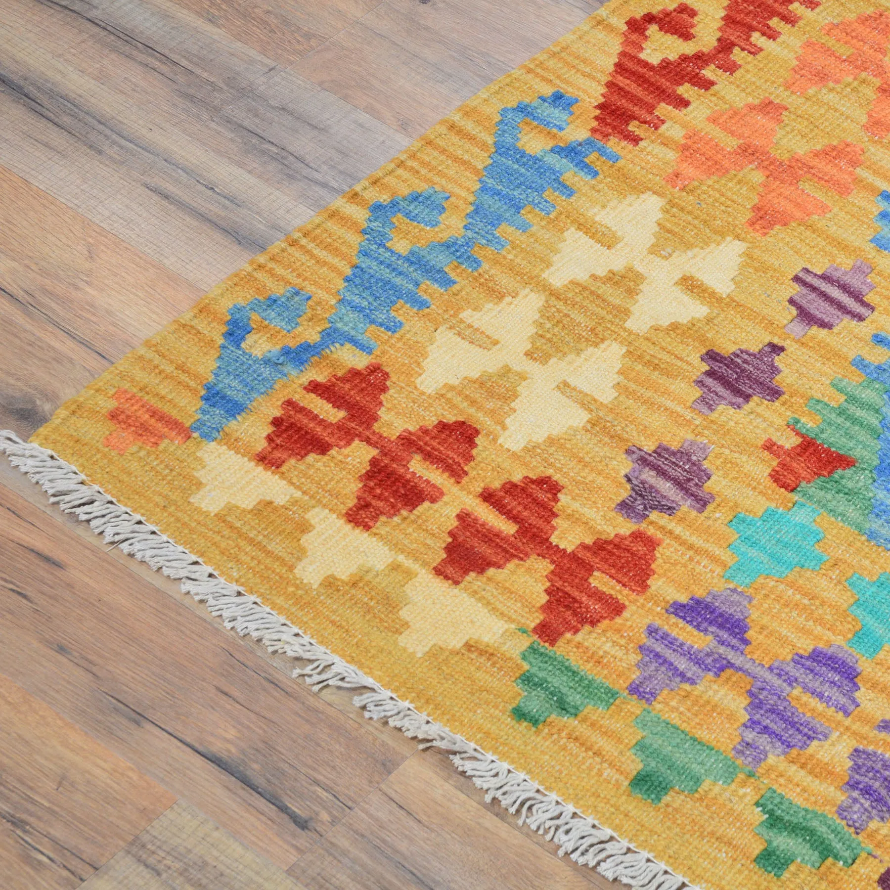 Hand-Woven Afghan Momana Reversible Kilim 100% Wool Rug (Size 6.9 X 9.6) Cwral-9522