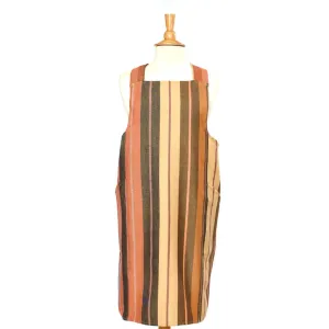 Hand Woven Crossback Apron | Wide Caramel Stripes
