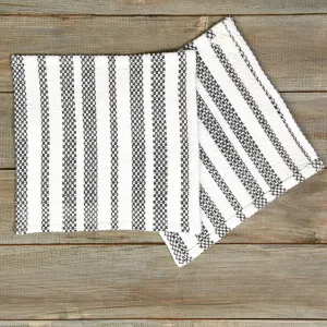 Hand Woven Dish Cloths | Black & White Stripes
