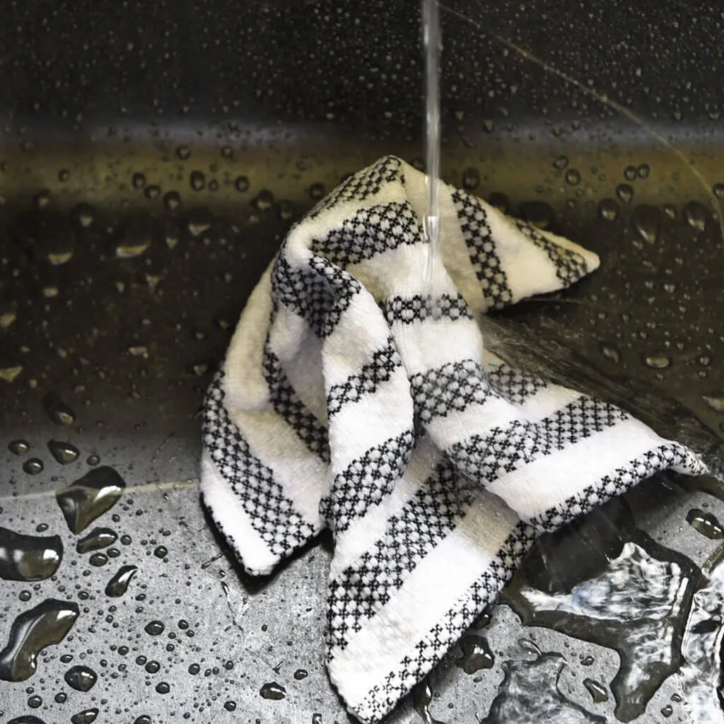 Hand Woven Dish Cloths | Black & White Stripes