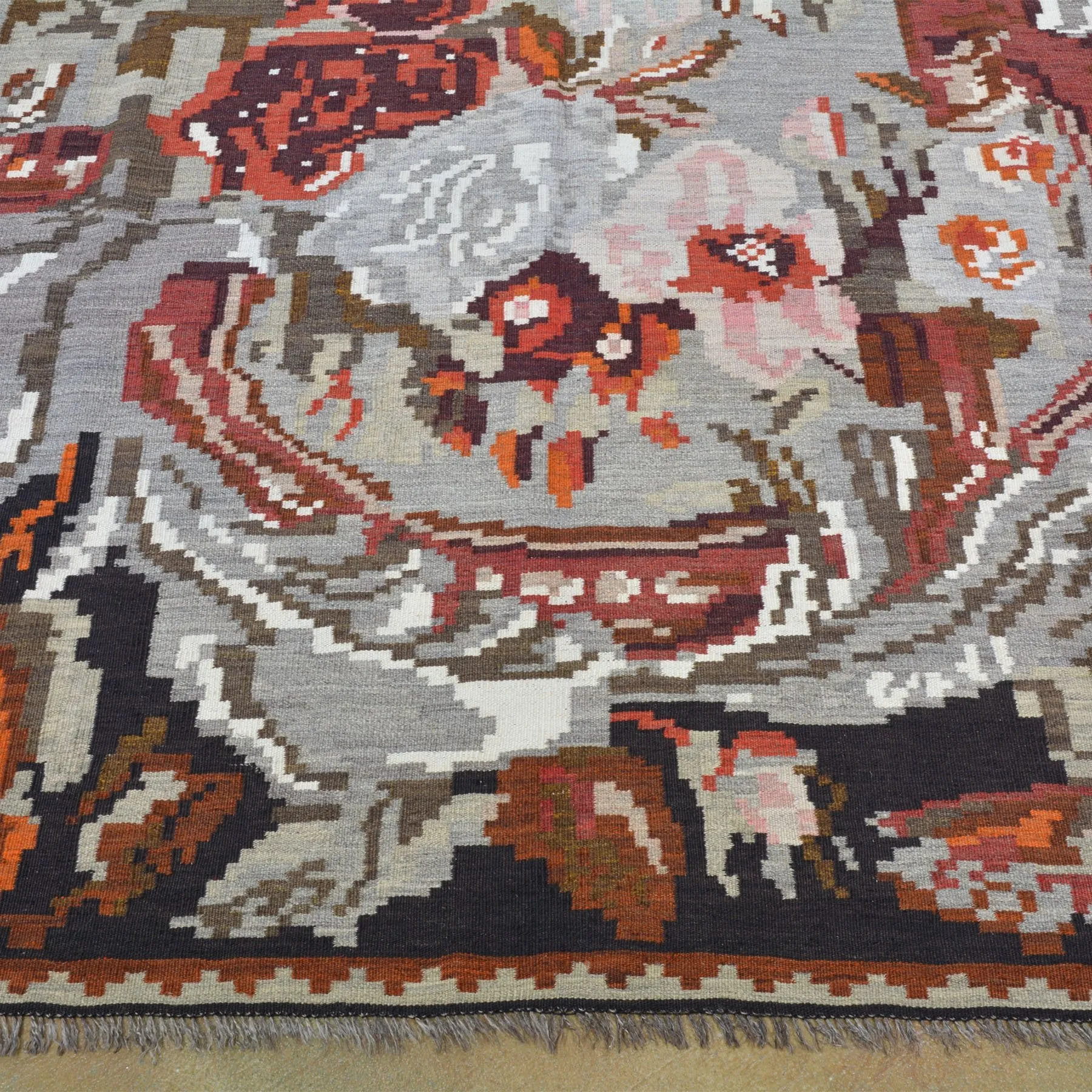 Hand-Woven Moldavian Reversible Kilim Wool Rug (Size 6.1 X 9.5) Brral-4134