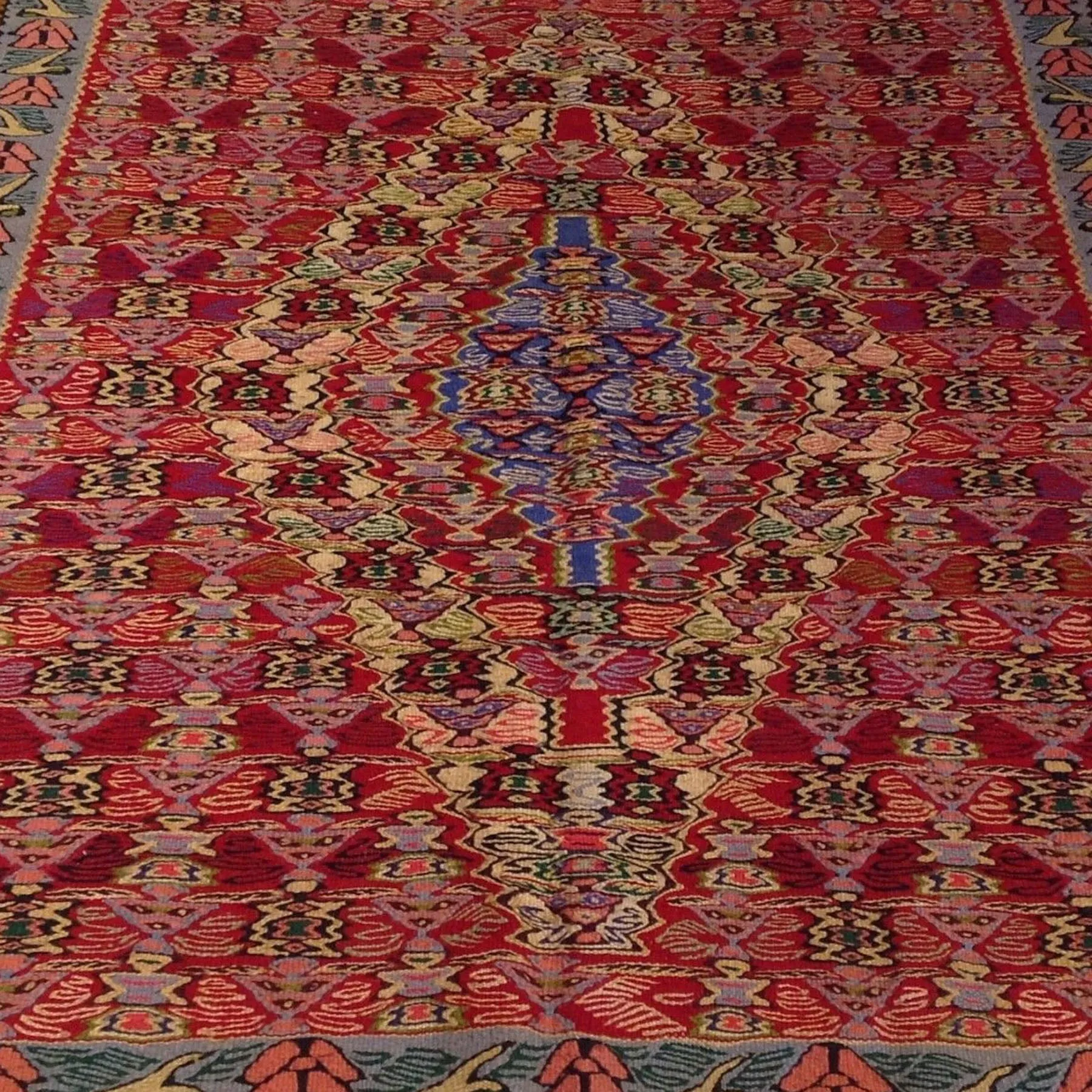 Hand-Woven Senneh Kilim Geometric Design Handmade Wool Rug (Size 4.0 X 4.8) Brral-4890